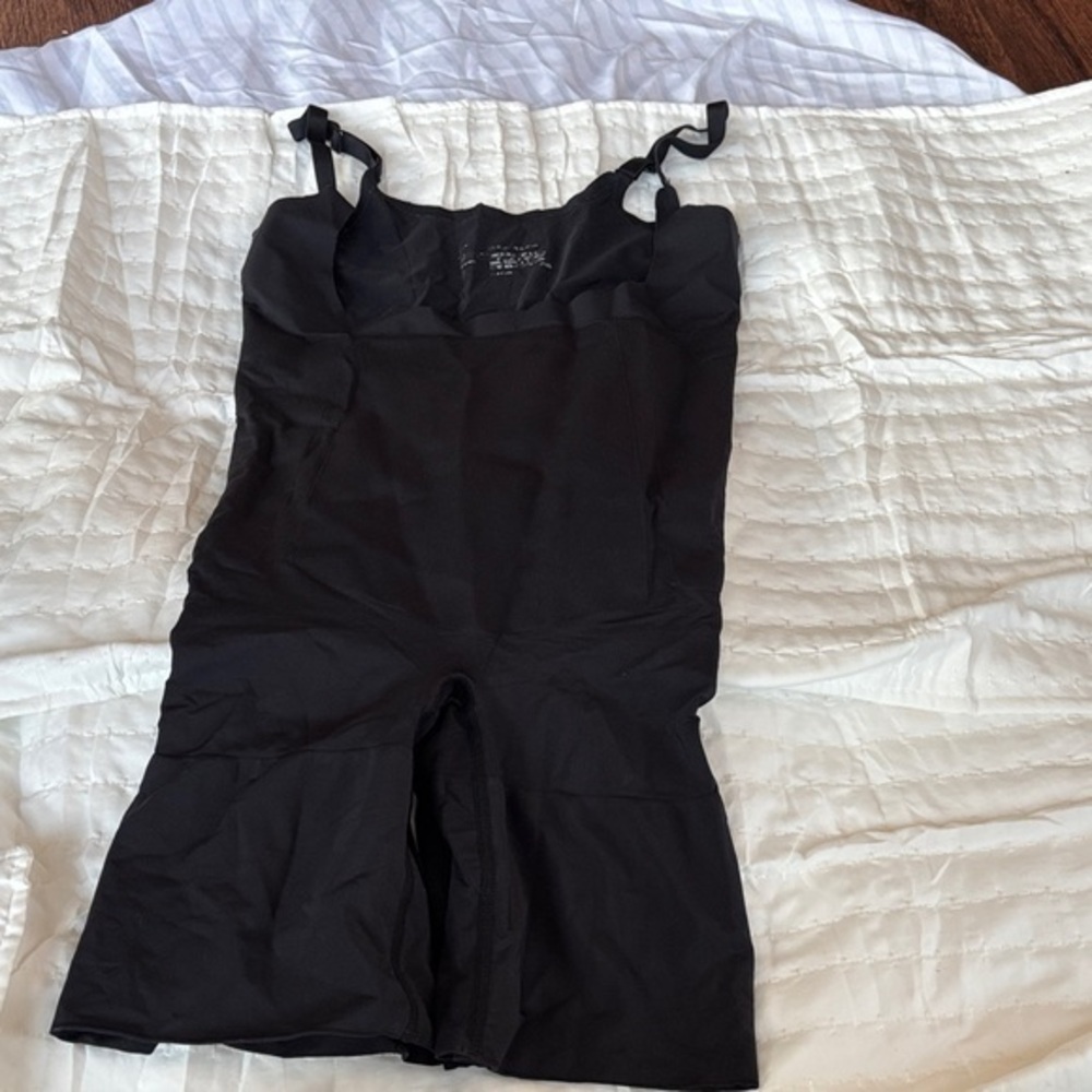 Felina black shapewear body suit adjustable straps open top  slimming stretchy